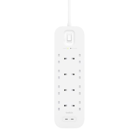 Listwa zasilająca Belkin Power Surge 8-PORT + 2xUSB-C 30W 900J 2m White