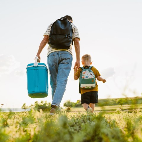 Lodówka turystyczna 32L KAMAI ICEBERG na wkłady mrożące, turkusowa z białą rączką