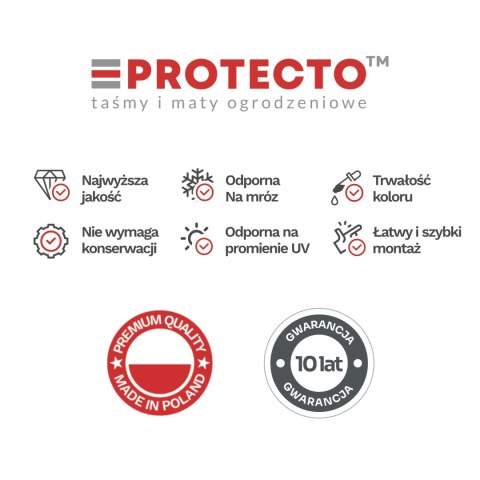 Taśma ogrodzeniowa PASKI 6 x 2,55mb BASIC 19cm PROTECTO GRAFIT + 12 klipsów GRATIS