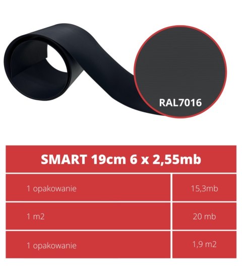 Taśma ogrodzeniowa PASKI 6 x 2,55mb SMART 19cm PROTECTO GRAFIT + 12 klipsów GRATIS