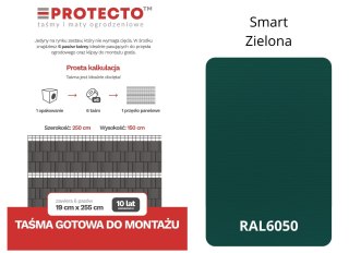 Taśma ogrodzeniowa PASKI 6 x 2,55mb SMART 19cm PROTECTO ZIELONA + 12 klipsów GRATIS