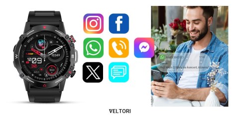 Smartwatch Veltori VT110-1 Czarny Pasek Silikonowy