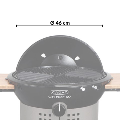 Grill gazowy na kółkach CADAC City Chef 49cm z bocznymi półkami