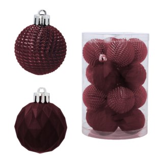 Zestaw 16 Eleganckich Bombek Kamai Christmas Decoration o Średnicy 4 cm Kolor Burgund