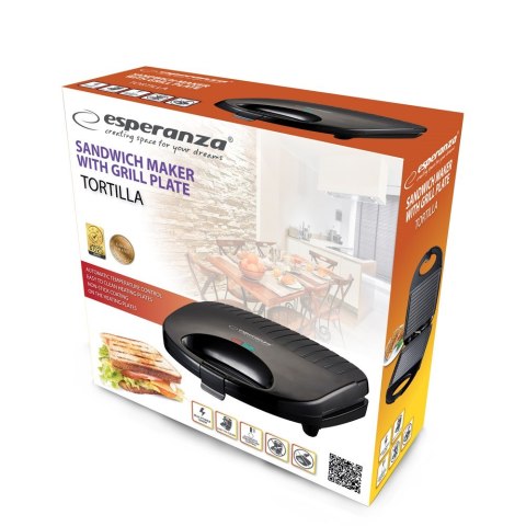 Opiekacz do kanapek Esperanza TORTILLA EKT009 (1000W; kolor czarny)