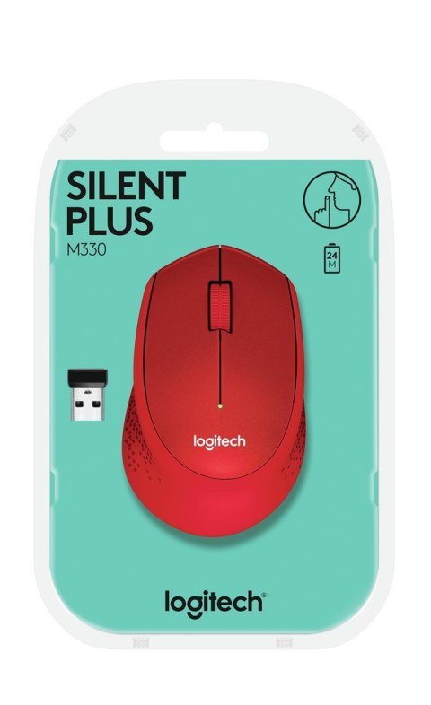 Mysz Logitech M330 910-004911 (optyczna; 1000 DPI; kolor czerwony)