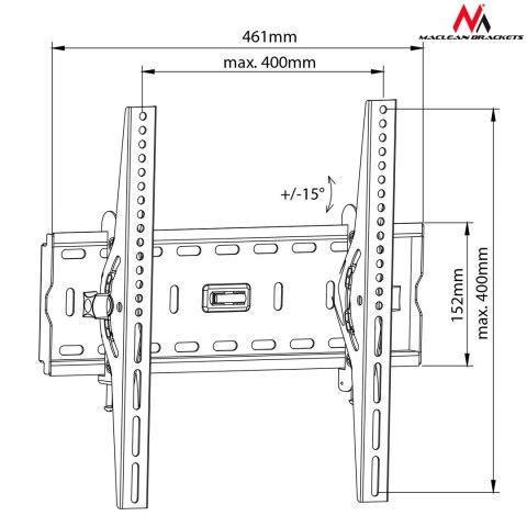 Uchwyt ścienny do telewizora Maclean MC-778 (ścienne, Uchylny; 26" - 55"; max. 45kg)