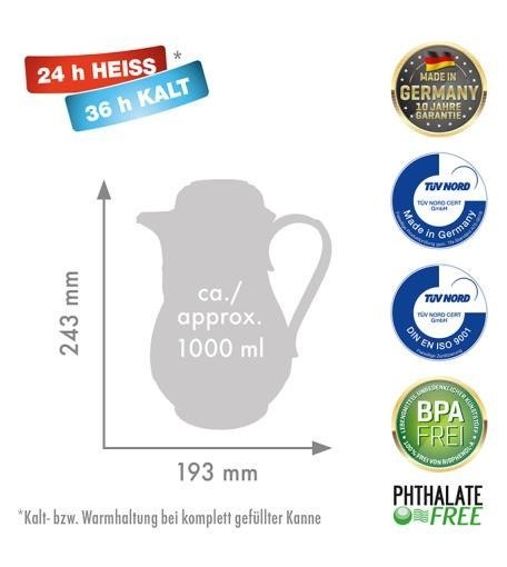 ROTPUNKT DZBANEK TERMOS, 1,0 L, BLACK CHERRY (CZAR (WYPRZEDAŻ)