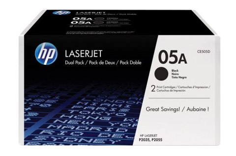 Oryginalny Toner Czarny HP LaserJet P2035, P2055 (05A CE505D) (DWUPAK)