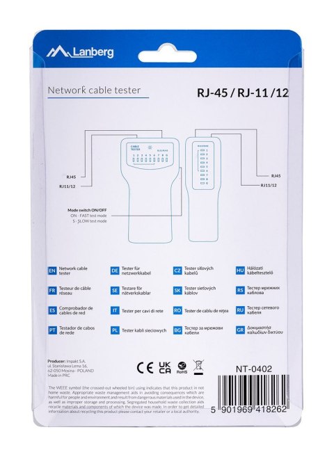 Tester kabli do kabli Lanberg NT-0402