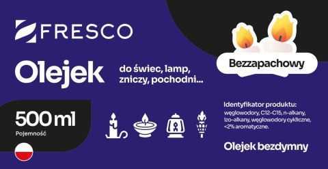 Paliwo olej do lamp, pochodni i świec 0,5L BEZZAPACHOWY