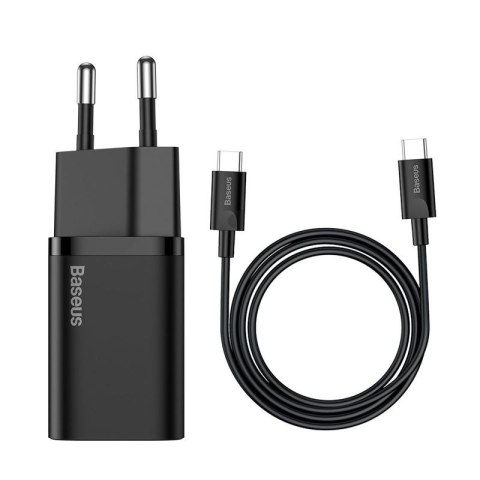 Ładowarka sieciowa BASEUS SUPER SI USB-C/USB-C 25W 1xUSB + KABEL 1M BLACK