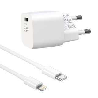 XO ładowarka sieciowa CE01B PD 20W USB-C BIAŁA PLUS KABEL USB-C/LIGHTNING