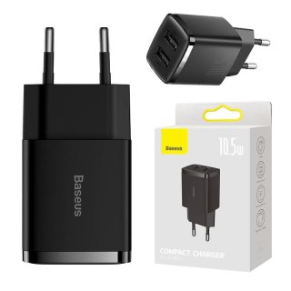 Ładowarka sieciowa BASEUS COMPACT QC 2xUSB 10,5W BLACK