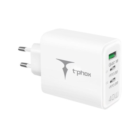 Ładowarka sieciowa T-PHOX FLEXI 40W 2xUSB-C/USB WHITE