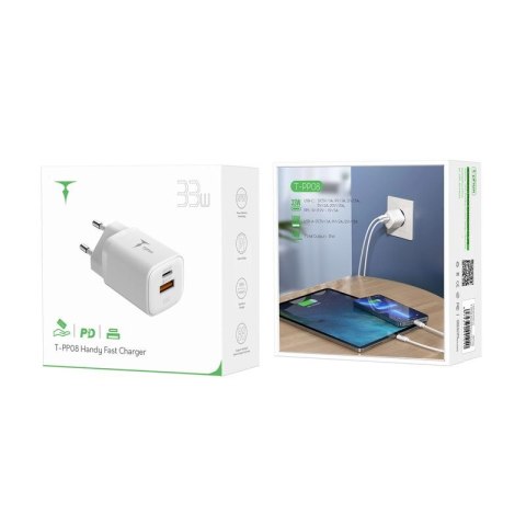 Ładowarka sieciowa T-PHOX HANDY SERIES 33W T-PP08 USB/USB-C WHITE