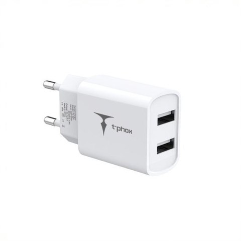 Ładowarka sieciowa T-PHOX POCKET SERIES 2xUSB TCC-224 2.4A 12W + KABEL USB-C 1M WHITE