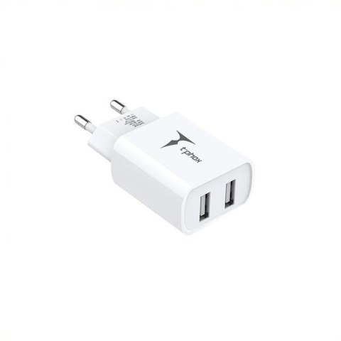 Ładowarka sieciowa T-PHOX POCKET SERIES 2xUSB TCC-224 2.4A 12W + KABEL USB-C 1M WHITE