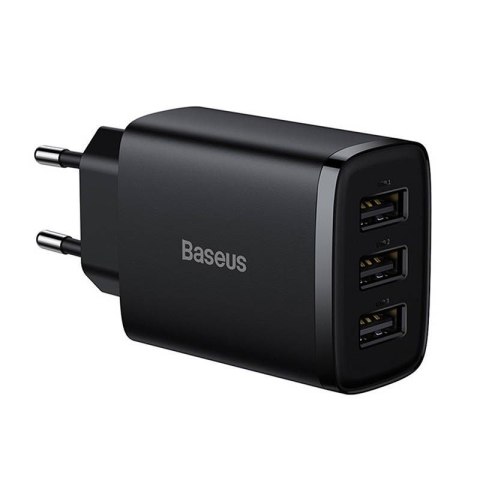 Ładowarka sieciowa BASEUS COMPACT QUICK CHARGER 3xUSB 17W CZARNA/BLACK