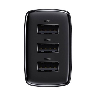 Ładowarka sieciowa BASEUS COMPACT QUICK CHARGER 3xUSB 17W CZARNA/BLACK