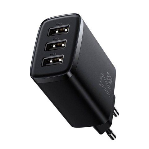 Ładowarka sieciowa BASEUS COMPACT QUICK CHARGER 3xUSB 17W CZARNA/BLACK