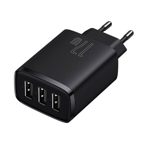 Ładowarka sieciowa BASEUS COMPACT QUICK CHARGER 3xUSB 17W CZARNA/BLACK