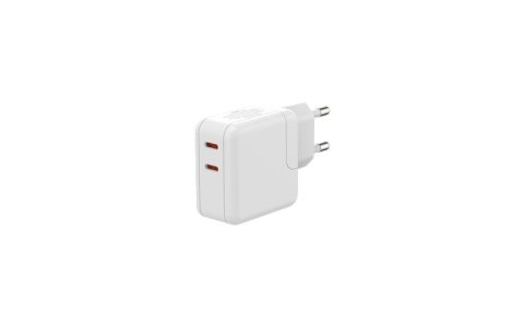 Ładowarka sieciowa MX Burst GaN PD 35W, 2xUSB-C + kabel PD 20W C/Lightning, WHITE/BIAŁY