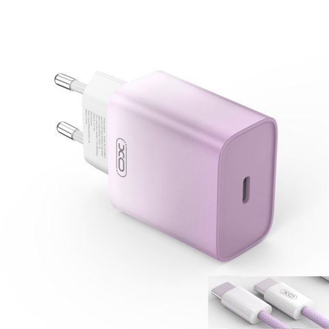 XO ładowarka sieciowa CE18 PD 30W USB-C FIOLETOWO-BIAŁA + KABEL USB-C