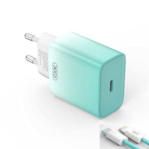 XO ładowarka sieciowa CE18 PD 30W USB-C NIEBIESKO-BIAŁA + KABEL LIGHTNING