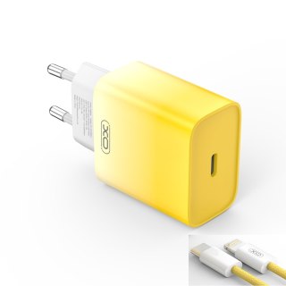 XO ładowarka sieciowa CE18 PD 30W USB-C ŻÓŁTO-BIAŁA + KABEL LIGHTNING