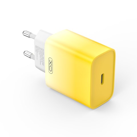 XO ładowarka sieciowa CE18 PD 30W USB-C ŻÓŁTO-BIAŁA + KABEL LIGHTNING