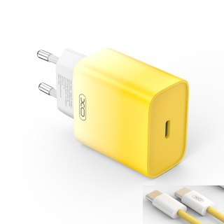 XO ładowarka sieciowa CE18 PD 30W USB-C ŻÓŁTO-BIAŁA + KABEL USB-C