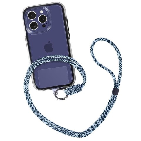 Uniwersalna smycz na szyję do telefonu / na ramię Ring-02, BLUE / NIEBIESKI