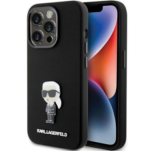 KARL LAGERFELD IPHONE 15 PRO MAX IKONIK METAL PIN KLHCP15XSMHKNPK BLACK