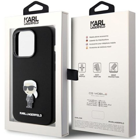 KARL LAGERFELD IPHONE 15 PRO MAX IKONIK METAL PIN KLHCP15XSMHKNPK BLACK