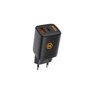 Ładowarka sieć Hammer Rapid Charge Duo PD 20W USB-A+C, BLACK / CZARNY