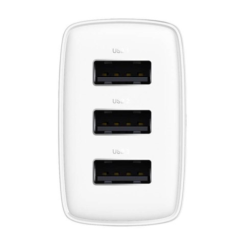 Ładowarka sieciowa BASEUS COMPACT QUICK CHARGER 3xUSB 17W BIAŁA/WHITE