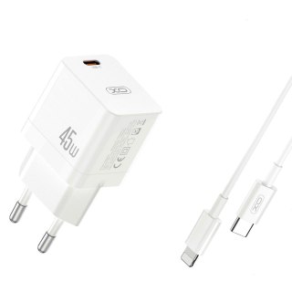 XO ładowarka sieciowa CE09 PD 45W 1xUSB-C BIAŁA + KABEL USB-C/Lightning