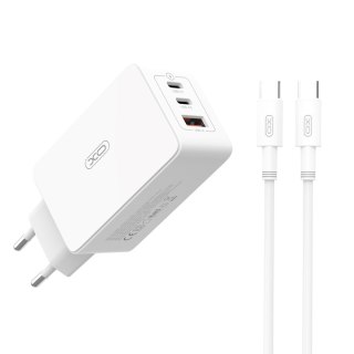 XO ładowarka sieciowa CE13 PD QC 3.0 65W BIAŁA + KABEL USB-C/USB-C