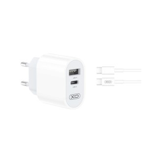 XO ładowarka sieciowa L97 1xUSB 1xUSB-C 2,4A BIAŁA + KABEL USB-C/USB-C