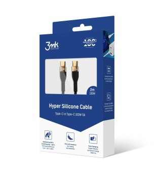 3MK KABEL HYPER TYPE-C/TYPE-C 2M 100W 5A SILICONE BLACK