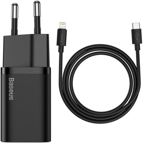 Ładowarka sieciowa BASEUS SUPER SI QC USB-C 20W + KABEL SIMPLE TYPE-C TO LIGHTNING 1M BL