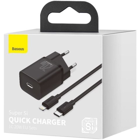 Ładowarka sieciowa BASEUS SUPER SI QC USB-C 20W + KABEL SIMPLE TYPE-C TO LIGHTNING 1M BL