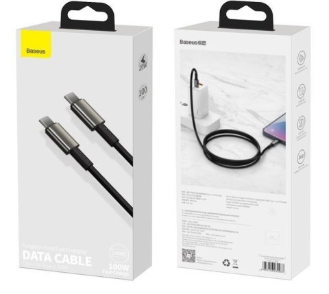 KABEL BASEUS TUNGSTEN GOLD TYPE-C/TYPE-C 100W 1M BLACK FAST CHARGE