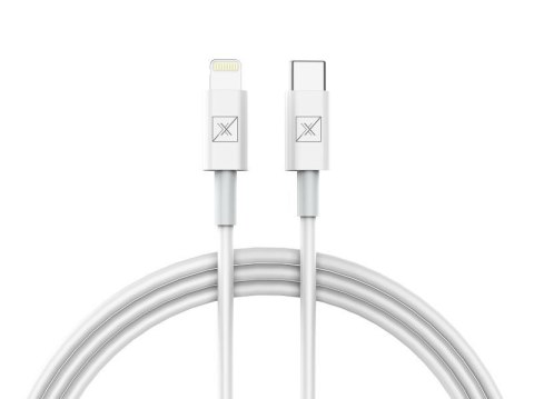 Ładowarka SIECIOWA MX ALFA 20W PD+QC, USB-A+C + KABEL C/LIGHTNING 20W PD, WHITE/BIAŁY