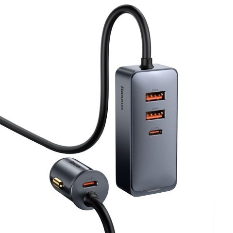 Ładowarka samochodowa BASEUS SHARE TOGETHER 2xUSB 2xUSB-C 120W Z PRZEDŁUŻACZEM SZARA/GREY