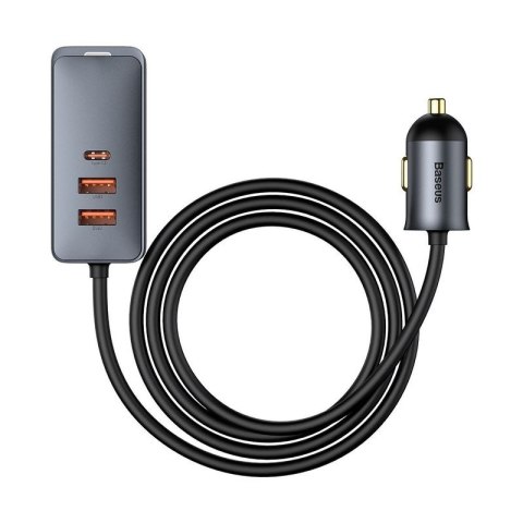 Ładowarka samochodowa BASEUS SHARE TOGETHER 2xUSB 2xUSB-C 120W Z PRZEDŁUŻACZEM SZARA/GREY