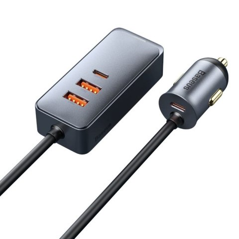 Ładowarka samochodowa BASEUS SHARE TOGETHER 2xUSB 2xUSB-C 120W Z PRZEDŁUŻACZEM SZARA/GREY