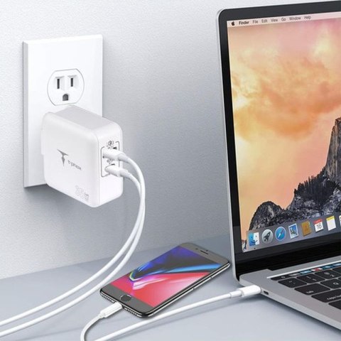 Ładowarka sieciowa T-PHOX MEGA T-PP09 GAN PD 65W USB/USB-C WHITE