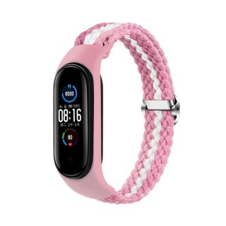 Opaska pleciona Smart Band M3/M4/M5/M6 PINK-WHITE / RÓŻOWO-BIAŁY